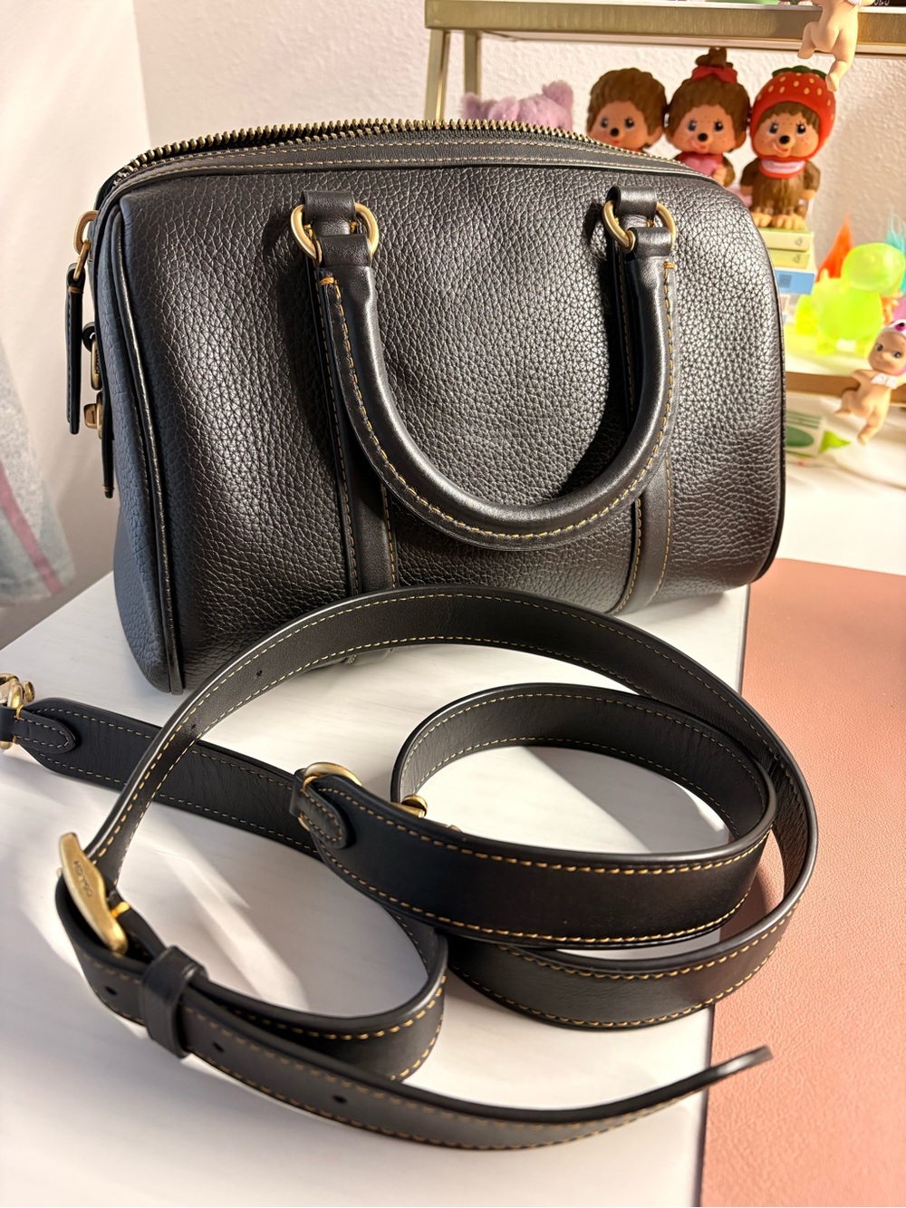 Coach Black Pebbled Leather Satchel with Gold Hardware - Picture 3 of 6